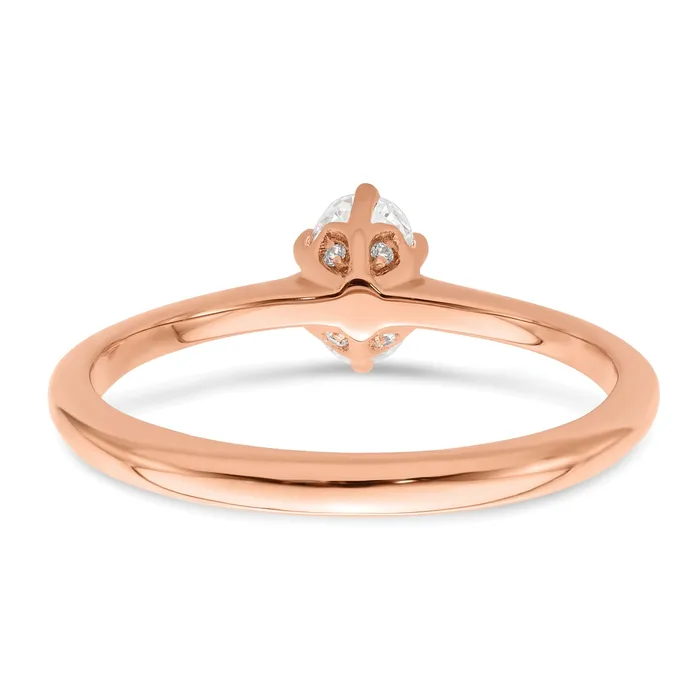 Rings 050ct CZ Solid Real 14k Rose Polish 12ct Oval Leaf Design Dia Ring Goldia