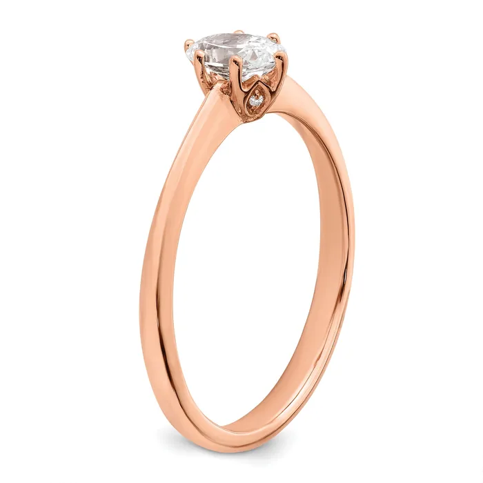 Rings 050ct CZ Solid Real 14k Rose Polish 12ct Oval Leaf Design Dia Ring Goldia