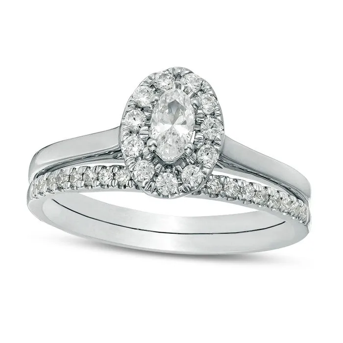 Rings 063 CT TW Oval Natural Diamond Frame Bridal Engagement Ring Set in Solid 14K White Gold Goldia Rings 063 CT TW Oval Natural Diamond Frame Bridal Engagement Ring Set in Solid 14K White Gold Goldia