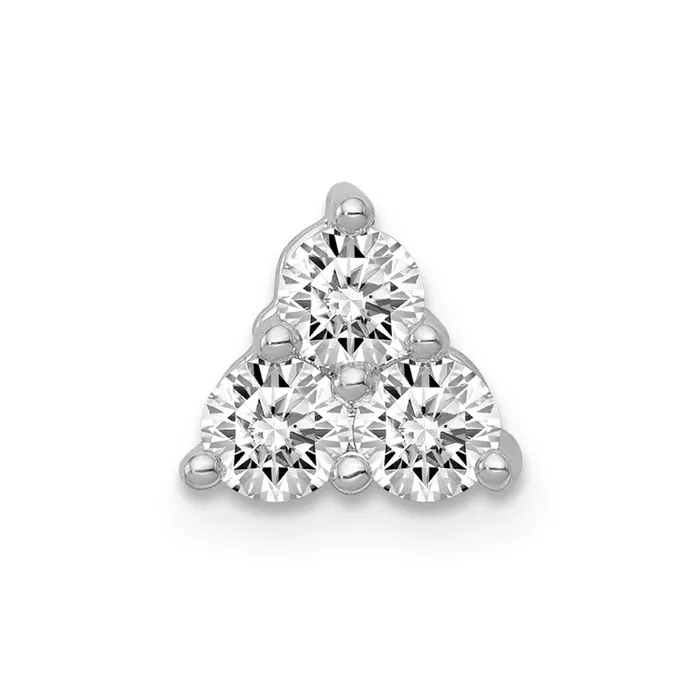 Rings 14k White Gold 12ct Real Diamond Three Stone Triangle Chain Slide Goldia