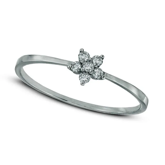 Rings Goldia 010 CT TW Natural Diamond Flower Ring in Solid 14K White Gold Rings Goldia 010 CT TW Natural Diamond Flower Ring in Solid 14K White Gold