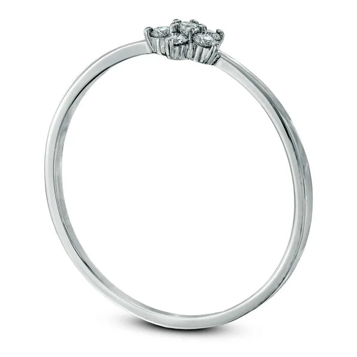 Rings Goldia 010 CT TW Natural Diamond Flower Ring in Solid 14K White Gold Rings Goldia 010 CT TW Natural Diamond Flower Ring in Solid 14K White Gold