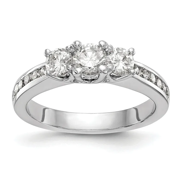 Rings Goldia 013ct CZ Solid Real 14K White Gold 3Stone Engagement Ring