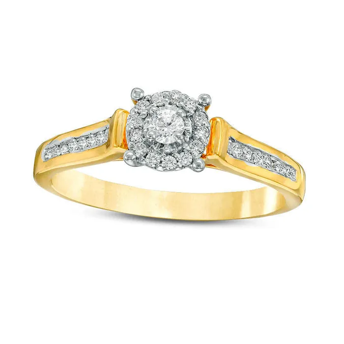 Rings Goldia 020 CT TW Natural Diamond Double Frame Promise Ring in Solid 10K Yellow Gold Rings Goldia 020 CT TW Natural Diamond Double Frame Promise Ring in Solid 10K Yellow Gold
