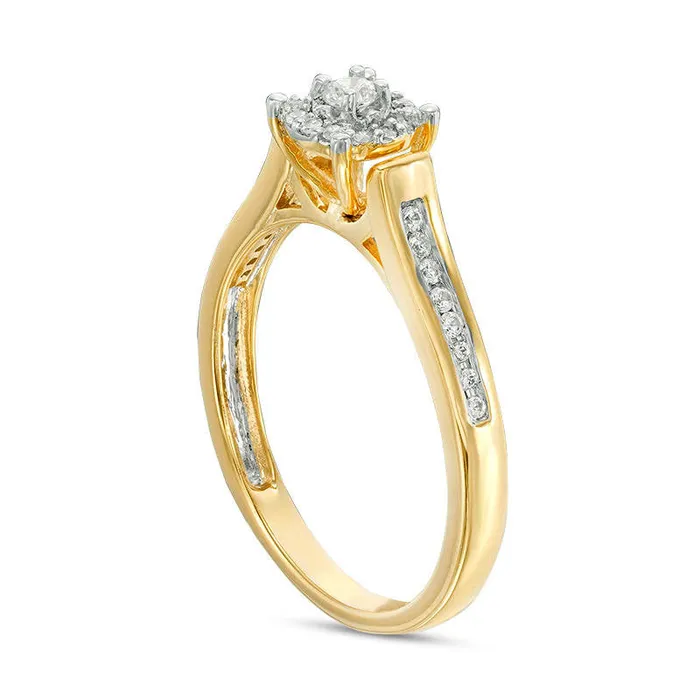 Rings Goldia 020 CT TW Natural Diamond Double Frame Promise Ring in Solid 10K Yellow Gold Rings Goldia 020 CT TW Natural Diamond Double Frame Promise Ring in Solid 10K Yellow Gold