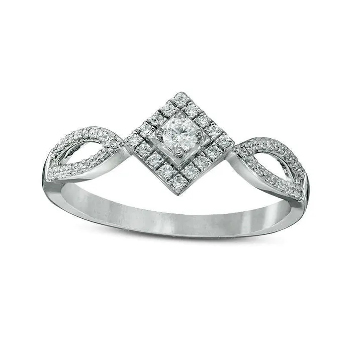 Rings Goldia 020 CT TW Natural Diamond Tilted Square Frame Promise Ring in Solid 10K White Gold Rings Goldia 020 CT TW Natural Diamond Tilted Square Frame Promise Ring in Solid 10K White Gold