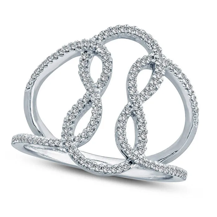 Rings Goldia 033 CT TW Natural Diamond Open Double Knot Ring in Solid 10K White Gold Rings Goldia 033 CT TW Natural Diamond Open Double Knot Ring in Solid 10K White Gold