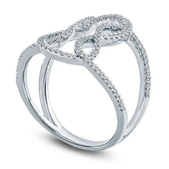 Rings Goldia 033 CT TW Natural Diamond Open Double Knot Ring in Solid 10K White Gold Rings Goldia 033 CT TW Natural Diamond Open Double Knot Ring in Solid 10K White Gold