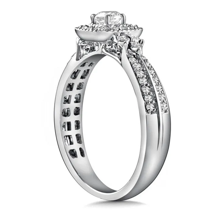 Rings Goldia 038 CT TW Natural Diamond Cushion Frame TriSides Engagement Ring in Solid 10K White Gold Rings Goldia 038 CT TW Natural Diamond Cushion Frame TriSides Engagement Ring in Solid 10K White Gold