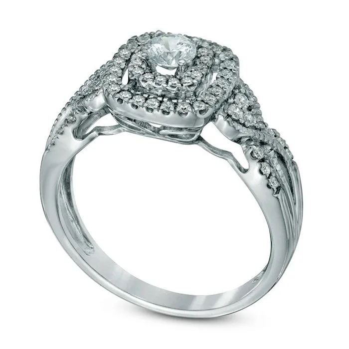Rings Goldia 050 CT TW Natural Diamond Frame Antique VintageStyle Engagement Ring in Solid 10K White Gold