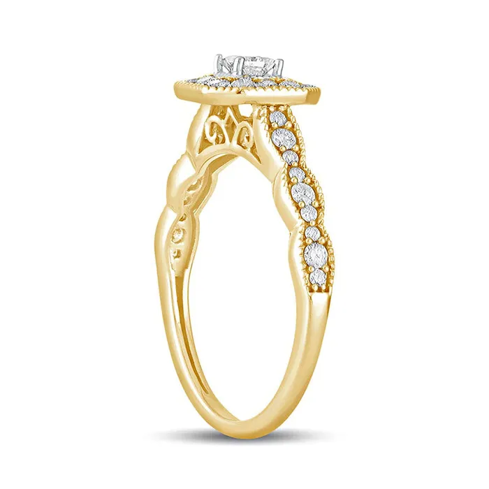 Rings Goldia 050 CT TW PrincessCut Natural Diamond Octagonal Frame Antique VintageStyle Engagement Ring in Solid 10K Yellow Gold Rings Goldia 050 CT TW PrincessCut Natural Diamond Octagonal Frame Antique VintageStyle Engagement Ring in Solid 10K Yellow Gold