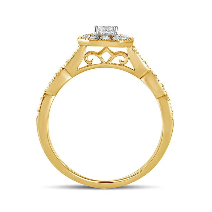 Rings Goldia 050 CT TW PrincessCut Natural Diamond Octagonal Frame Antique VintageStyle Engagement Ring in Solid 10K Yellow Gold Rings Goldia 050 CT TW PrincessCut Natural Diamond Octagonal Frame Antique VintageStyle Engagement Ring in Solid 10K Yellow Gold