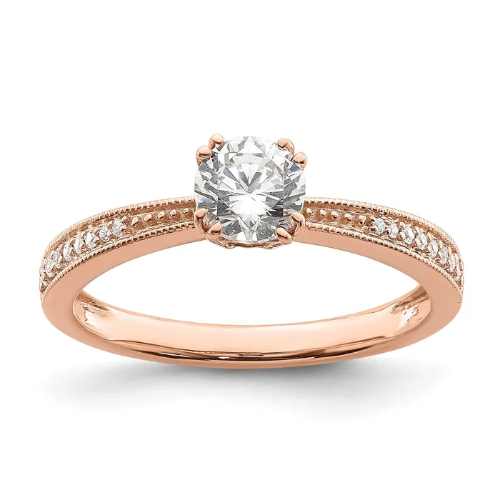 Rings Goldia 050ct CZ Solid Real 14k Rose Polish 12ct Round Engagement Dia Ring Rings Goldia 050ct CZ Solid Real 14k Rose Polish 12ct Round Engagement Dia Ring