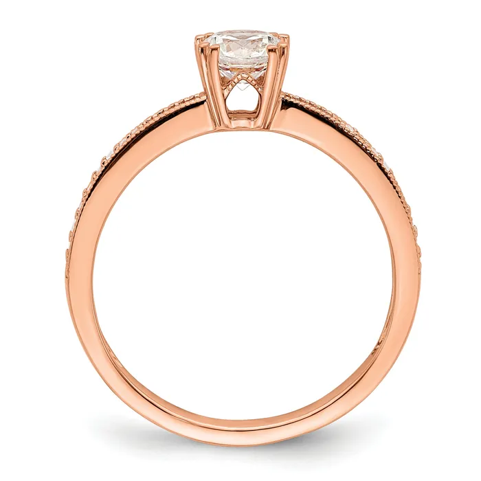 Rings Goldia 050ct CZ Solid Real 14k Rose Polish 12ct Round Engagement Dia Ring