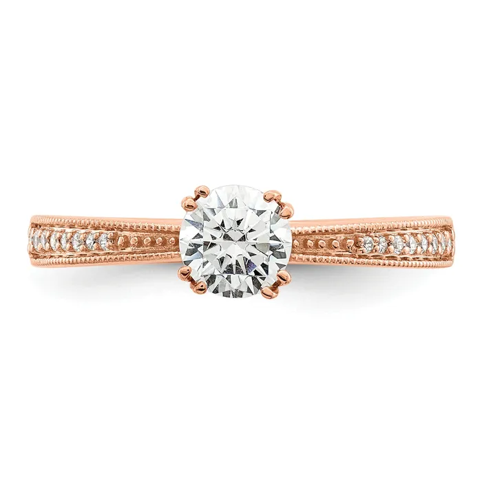 Rings Goldia 050ct CZ Solid Real 14k Rose Polish 12ct Round Engagement Dia Ring