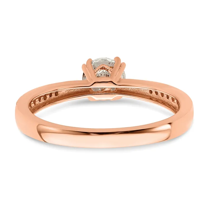 Rings Goldia 050ct CZ Solid Real 14k Rose Polish 12ct Round Engagement Dia Ring