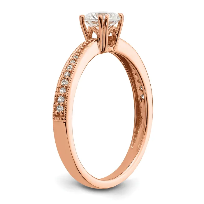Rings Goldia 050ct CZ Solid Real 14k Rose Polish 12ct Round Engagement Dia Ring