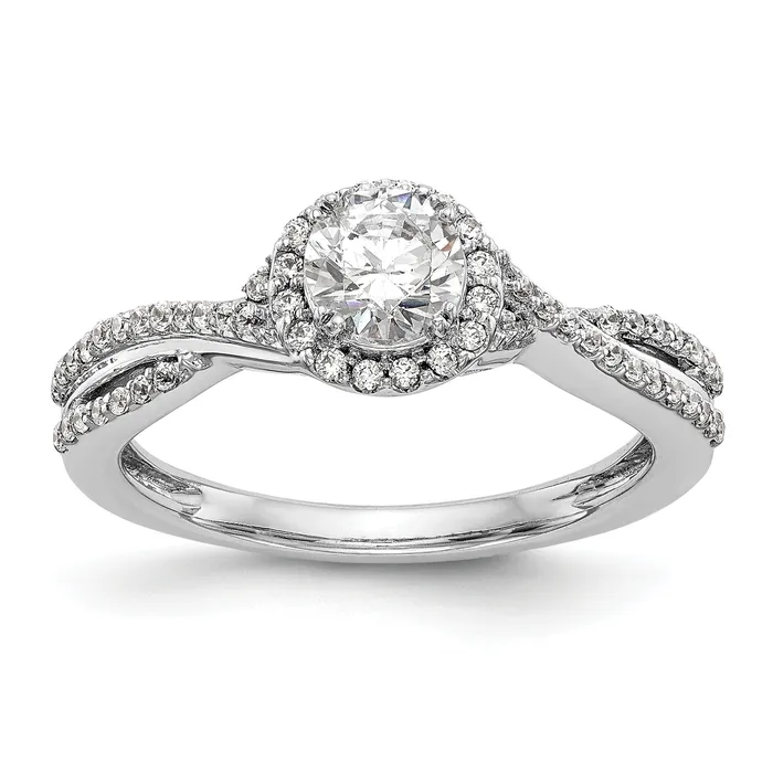 Rings Goldia 050ct CZ Solid Real 14K White Gold Round Halo Engagement Ring
