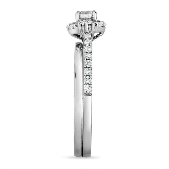 Rings Goldia 075 CT TW Natural Diamond Starburst Bridal Engagement Ring Set in Solid 14K White Gold Rings Goldia 075 CT TW Natural Diamond Starburst Bridal Engagement Ring Set in Solid 14K White Gold
