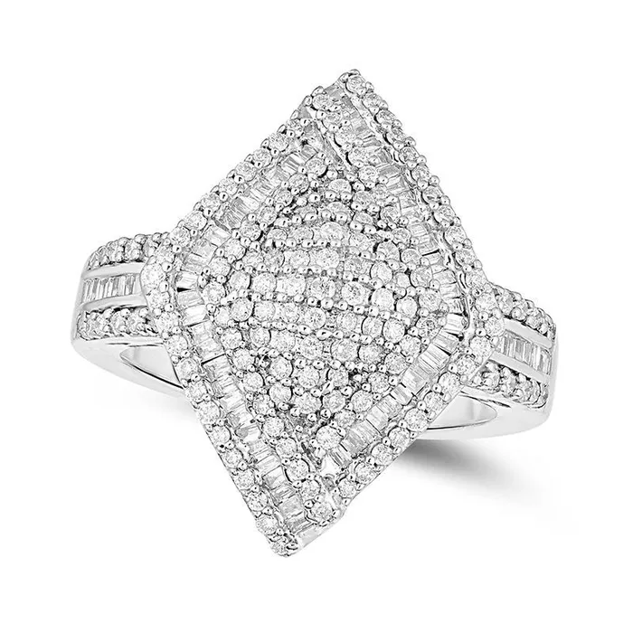 Rings Goldia 10 CT TW Composite Natural Diamond Domed KiteShaped Frame MultiRow Ring in Solid 14K White Gold Rings Goldia 10 CT TW Composite Natural Diamond Domed KiteShaped Frame MultiRow Ring in Solid 14K White Gold