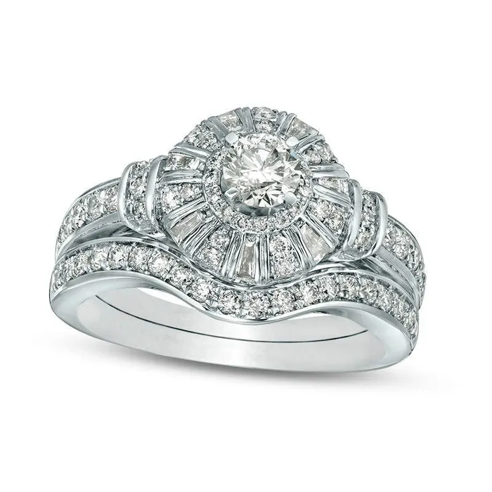 Rings Goldia 10 CT TW Natural Diamond Frame Collar Bridal Engagement Ring Set in Solid 10K White Gold