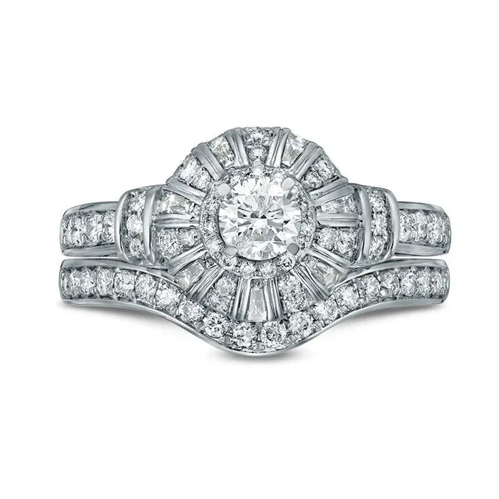 Rings Goldia 10 CT TW Natural Diamond Frame Collar Bridal Engagement Ring Set in Solid 10K White Gold Rings Goldia 10 CT TW Natural Diamond Frame Collar Bridal Engagement Ring Set in Solid 10K White Gold