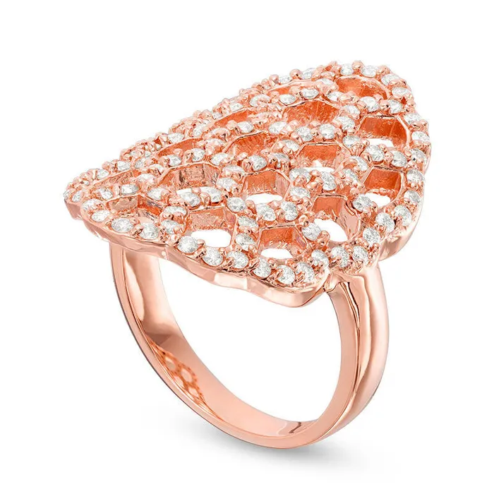 Rings Goldia 10 CT TW Natural Diamond Honeycomb Ring in Solid 14K Rose Gold Rings Goldia 10 CT TW Natural Diamond Honeycomb Ring in Solid 14K Rose Gold