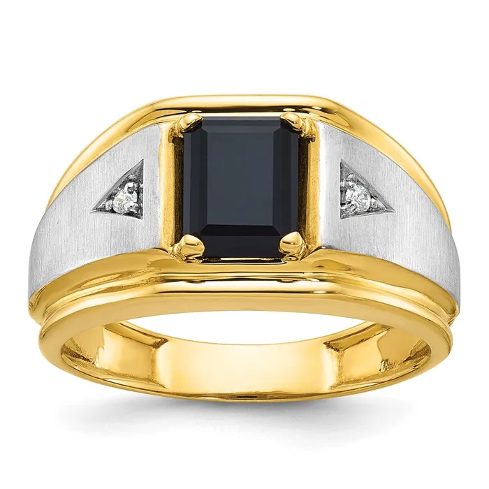 Rings Goldia 14k Twotone Gold Mens Satin Onyx and Diamond Ring Mounting