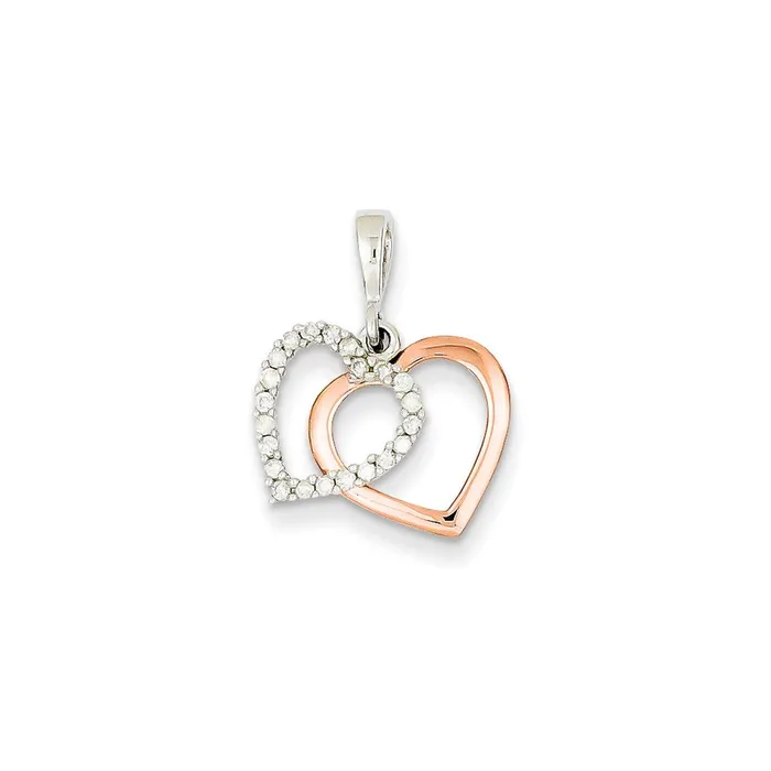 Rings Goldia 14k TwoTone Gold Rose Real Diamond Heart Pendant