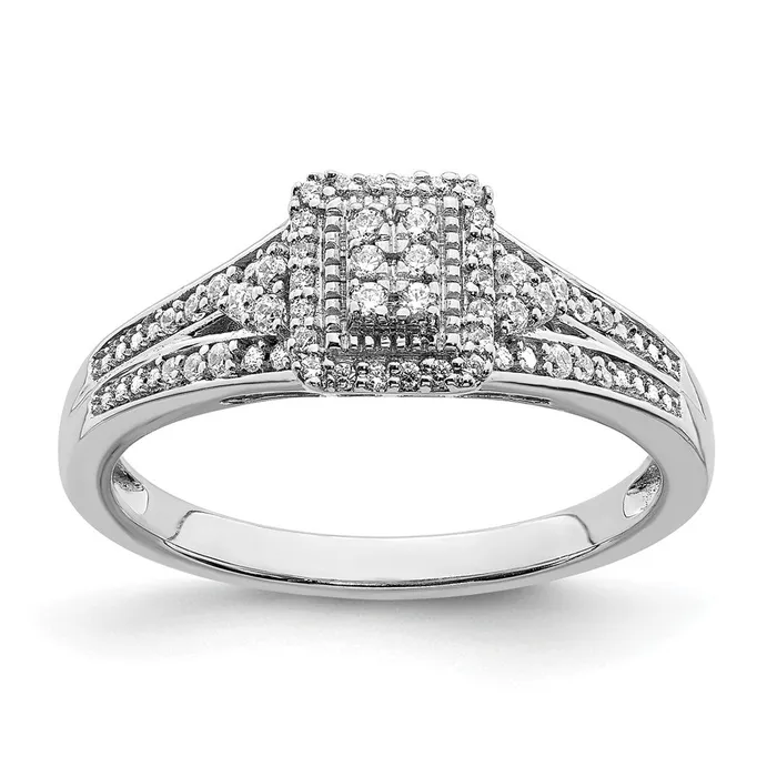 Rings Goldia 14K White Gold Real Diamond Cluster Engagement Ring