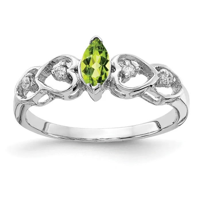 Rings Goldiacom 14k White Gold 6x3mm Marquise Peridot A Real Diamond ring