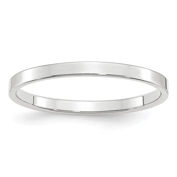 Rings Goldia Solid 18K White Gold 2mm Light Weight Flat MensWomens Wedding Band Ring Size 6