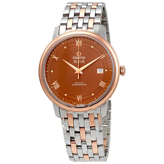 Rings JMS always Original Omega De Ville Prestige Automatic Chronometer Brown Dial TwoTone Mens Watch 42420402013001
