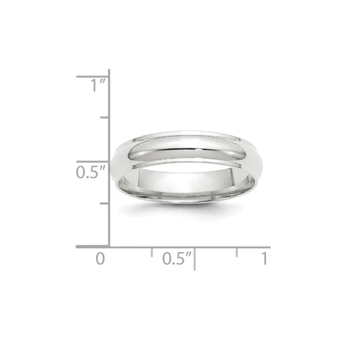 Rings Solid 14K White Gold 5mm Half Round with Edge MensWomens Wedding Band Ring Size 95 Goldia