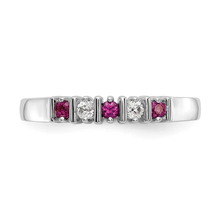 Rings Solid 14k White Gold Simulated CZ wSimulated Ruby Band Goldia