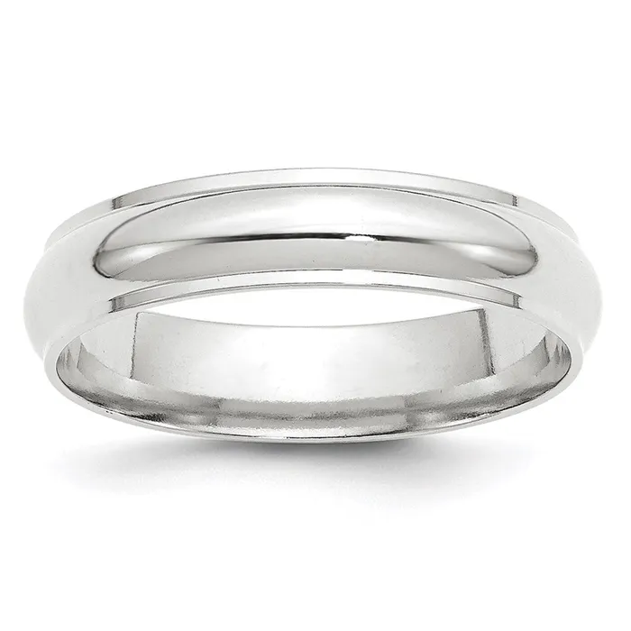 Solid 10K White Gold 5mm Half Round with Edge MensWomens Wedding Band Ring Size 105 Goldia Rings