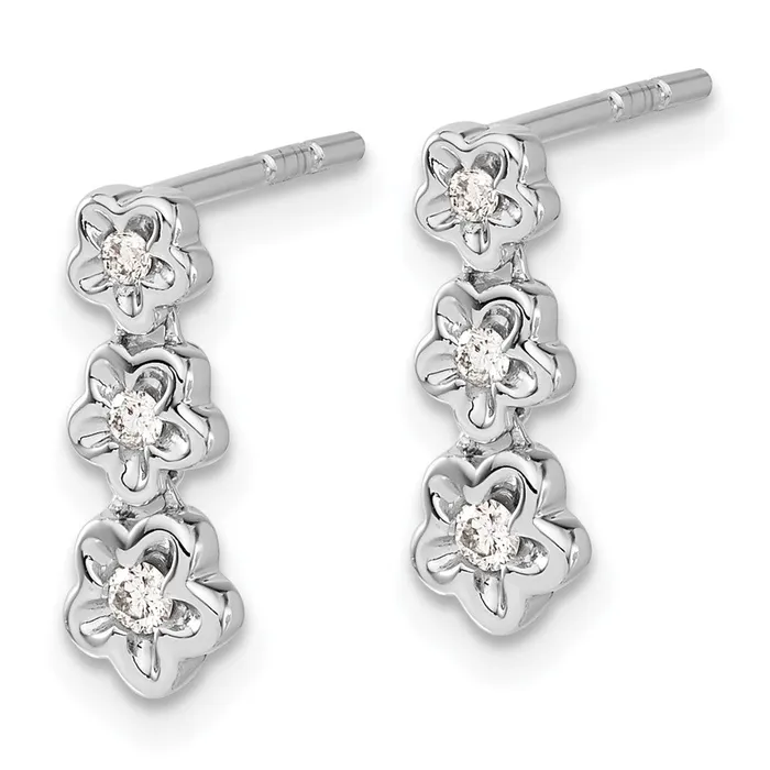 Solid 14k White Gold Simulated CZ 3flower Post Earrings Goldia Earrings Solid 14k White Gold Simulated CZ 3flower Post Earrings Goldia Earrings