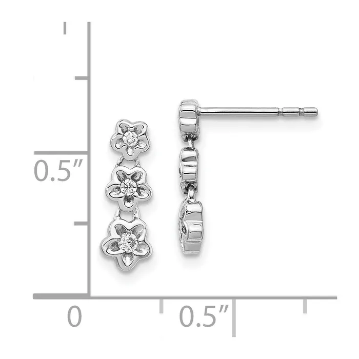 Solid 14k White Gold Simulated CZ 3flower Post Earrings Goldia Earrings Solid 14k White Gold Simulated CZ 3flower Post Earrings Goldia Earrings