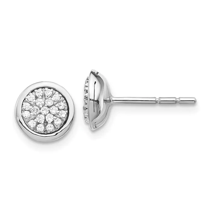 Solid 14k White Gold Simulated CZ Cluster Post Earrings Goldia Earrings