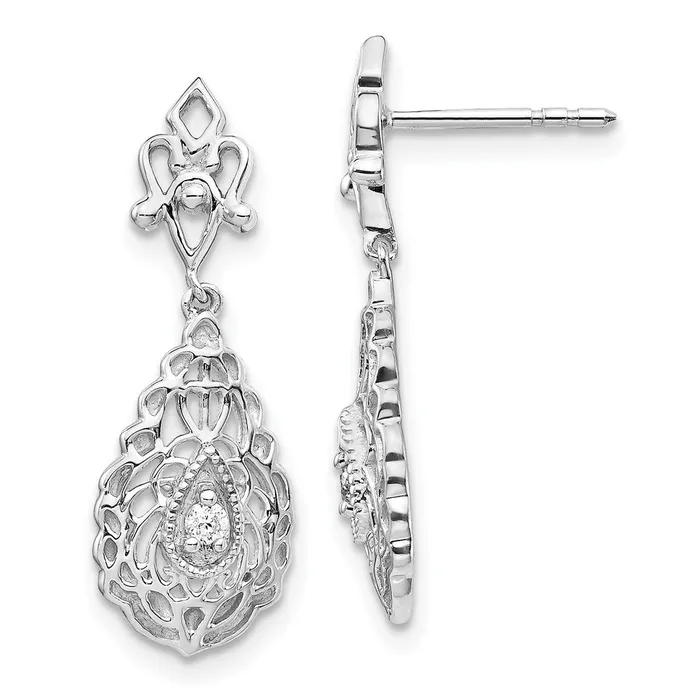 Solid 14k White Gold Simulated CZ Teardrop Vintage Post Earrings Goldia Earrings Solid 14k White Gold Simulated CZ Teardrop Vintage Post Earrings Goldia Earrings