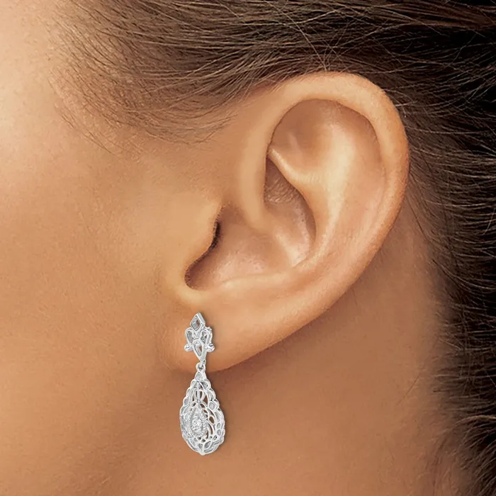 Solid 14k White Gold Simulated CZ Teardrop Vintage Post Earrings Goldia Earrings Solid 14k White Gold Simulated CZ Teardrop Vintage Post Earrings Goldia Earrings