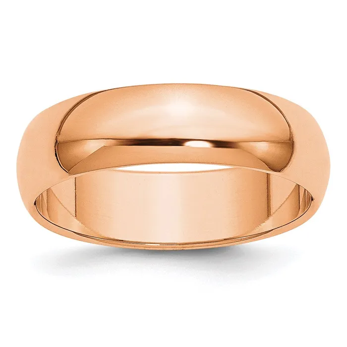 Solid 18K Yellow Gold Rose Gold 6mm HalfRound Wedding MensWomens Wedding Band Ring Size 5 Goldia Rings