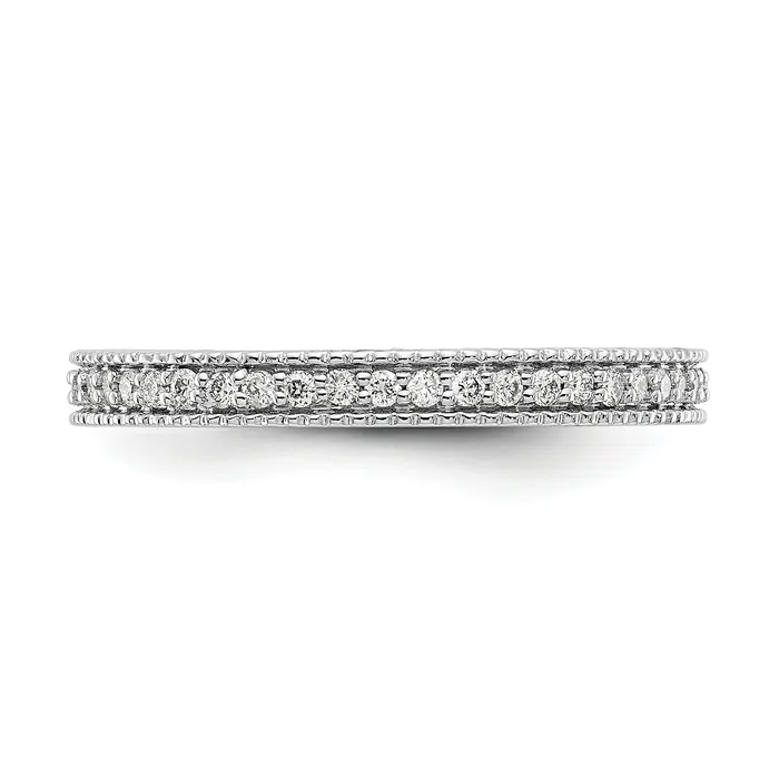 Solid Real 14k White Gold Polished 13CT Milgrain Edge CZ Eternity Wedding Band Ring Goldia Rings