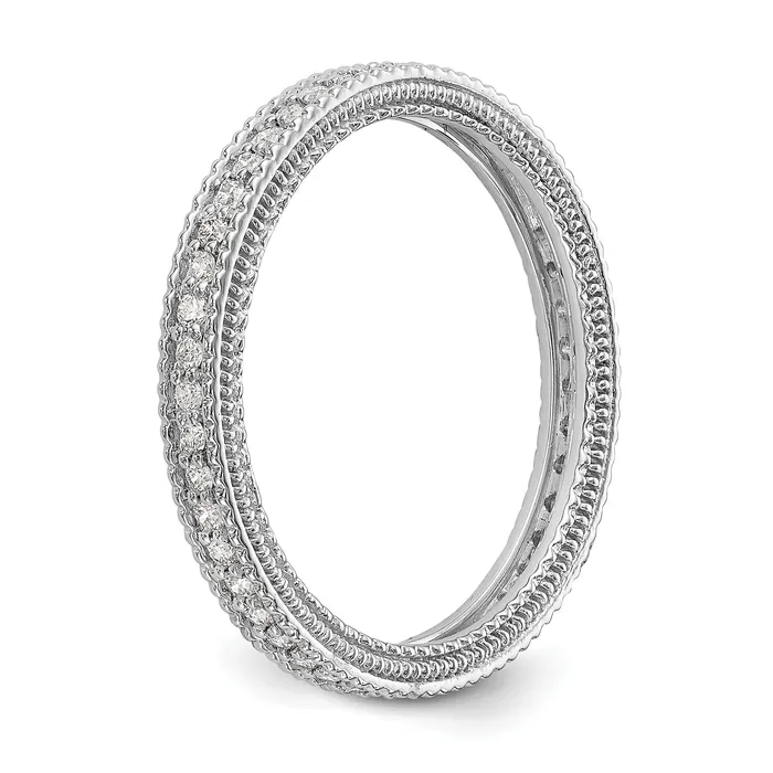 Solid Real 14k White Gold Polished 13CT Milgrain Edge CZ Eternity Wedding Band Ring Goldia Rings