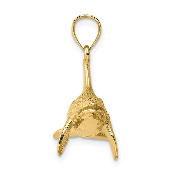 14K 3D Textured Killer Whale Charm TreasureFineJewelers Charm Necklaces