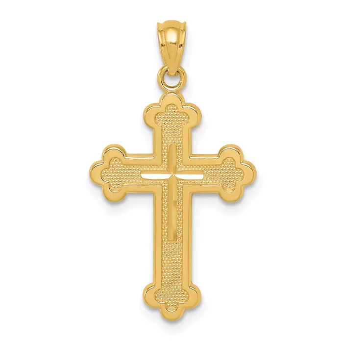 14k Budded Cross Pendant TreasureFineJewelers Necklaces
