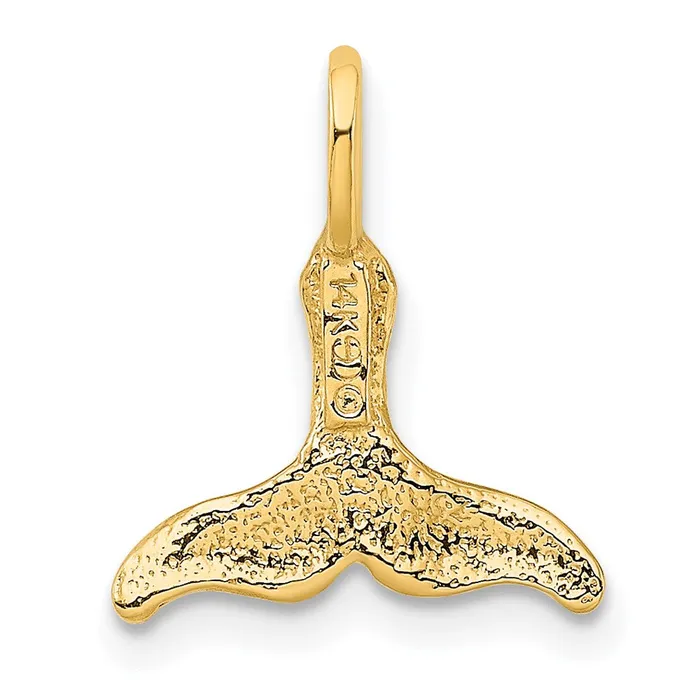 14K Polished Textured Mini Whale Tail Charm TreasureFineJewelers Charm Necklaces