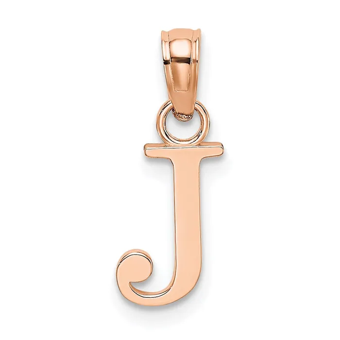 14K Rose Gold Polished Block Letter J Initial Pendant TreasureFineJewelers Necklaces