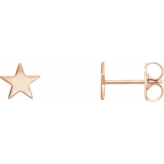 14K Rose Star Earrings TreasureFineJewelers Earrings