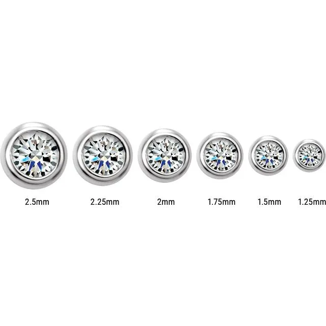 14K White Gold 02 CT Natural Diamond Micro Bezel Single Stud Earring TreasureFineJewelers Earrings